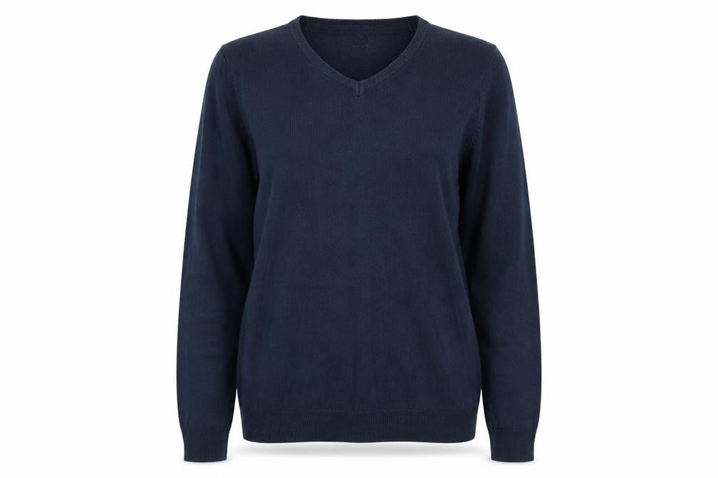 Marks and Spencer Womens Blue V-Neck Acrylic Pullover Jumper Size S
