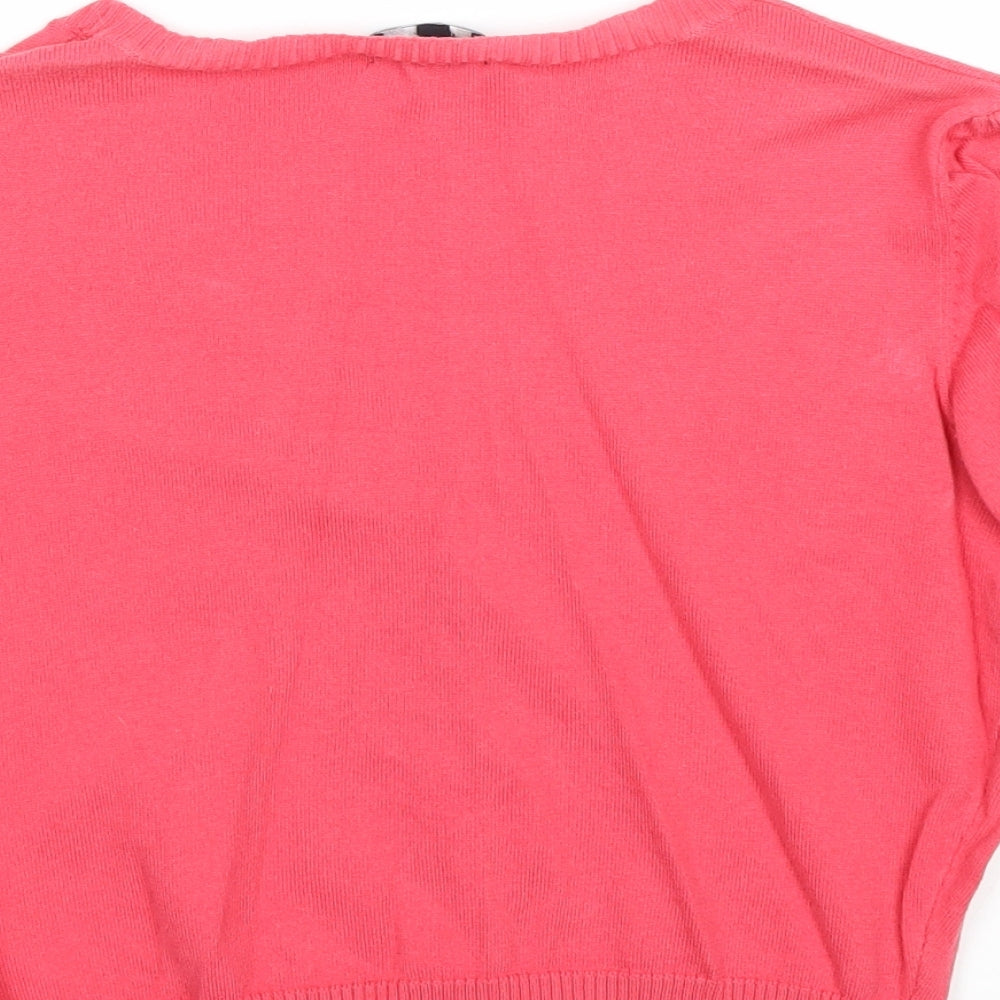 Papaya Womens Pink V-Neck Viscose Cardigan Jumper Size 12