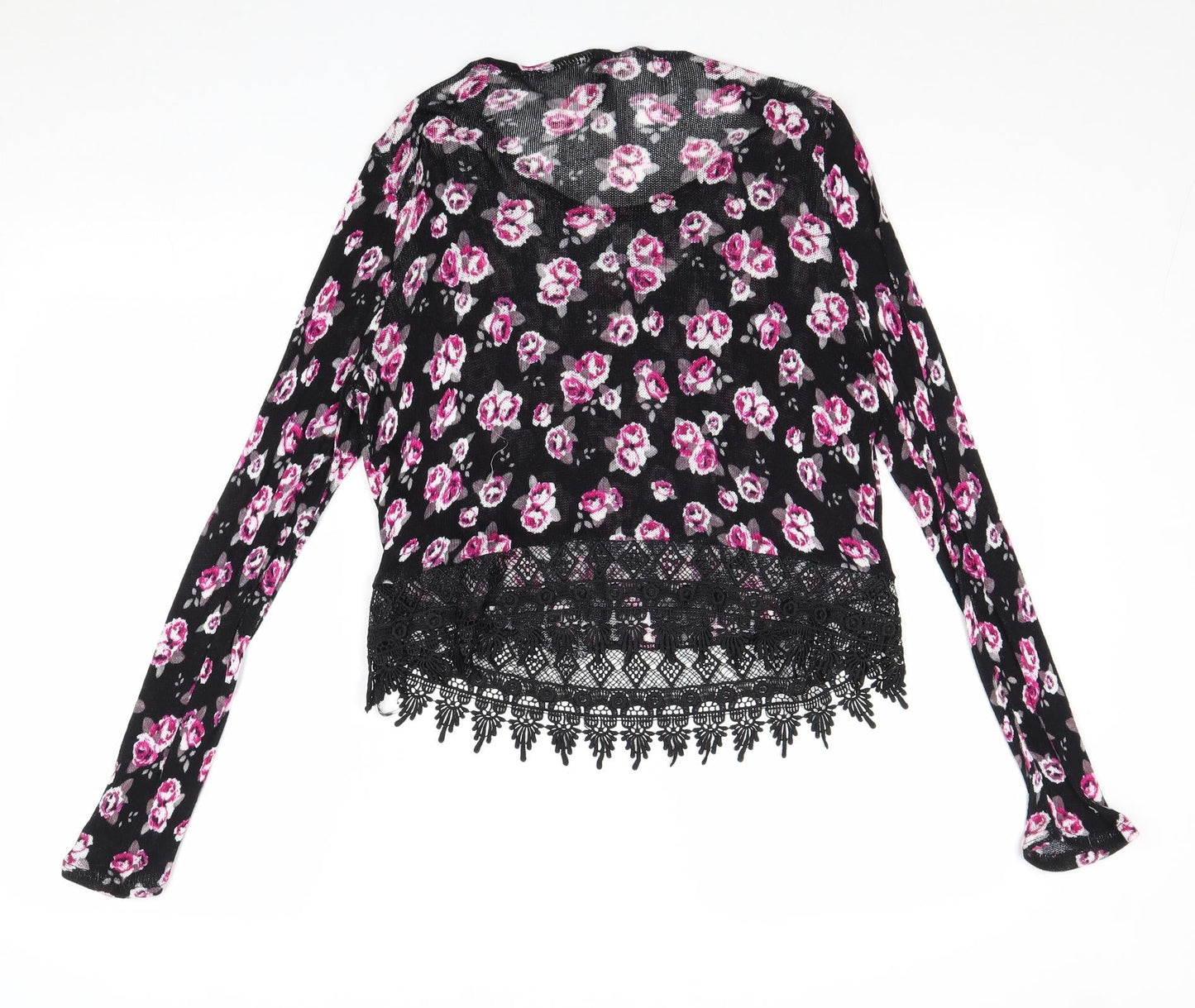 Divided by H&M Womens Black Scoop Neck Floral Viscose Pullover Jumper Size S