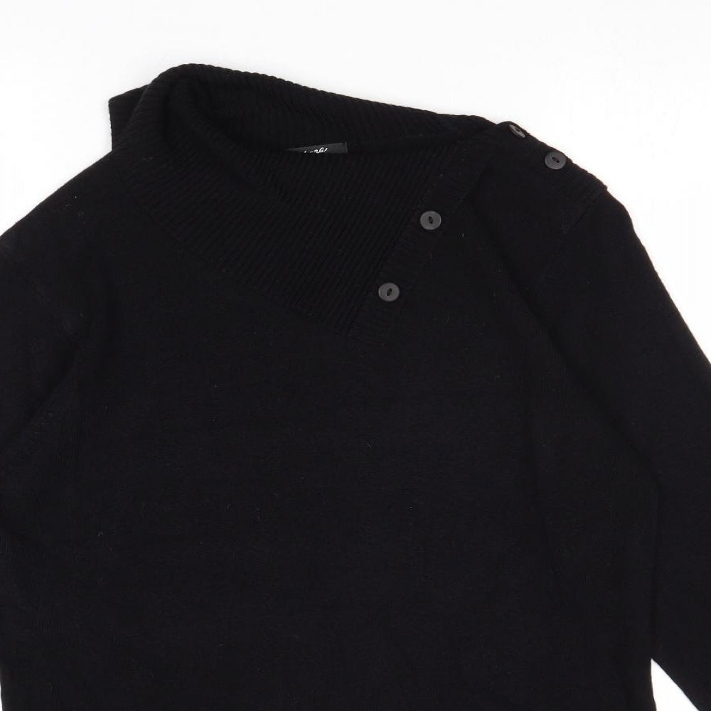 Alexara Womens Black Roll Neck Acrylic Pullover Jumper Size M