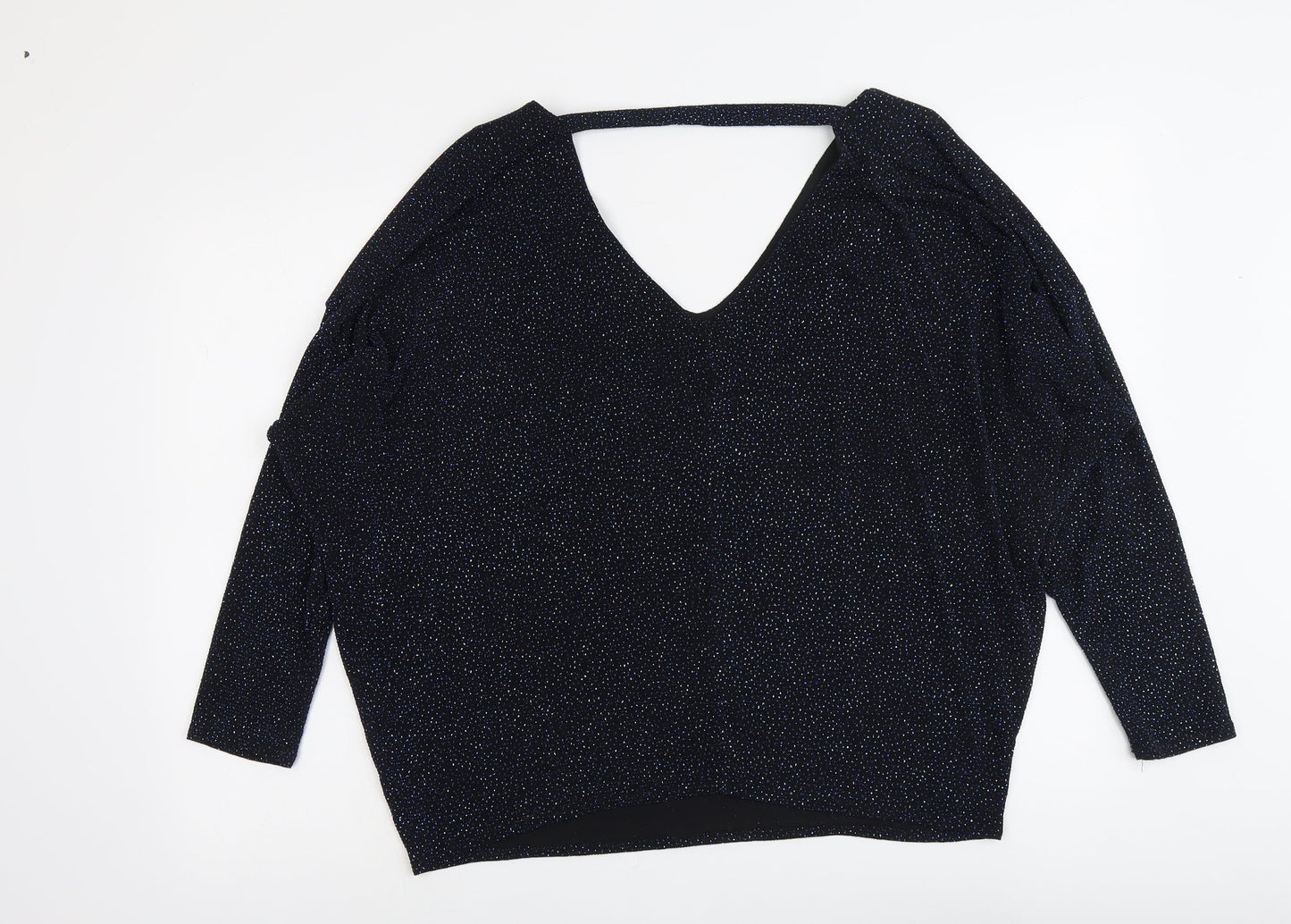 Dorothy Perkins Womens Blue Geometric Nylon Basic Blouse Size 18 V-Neck