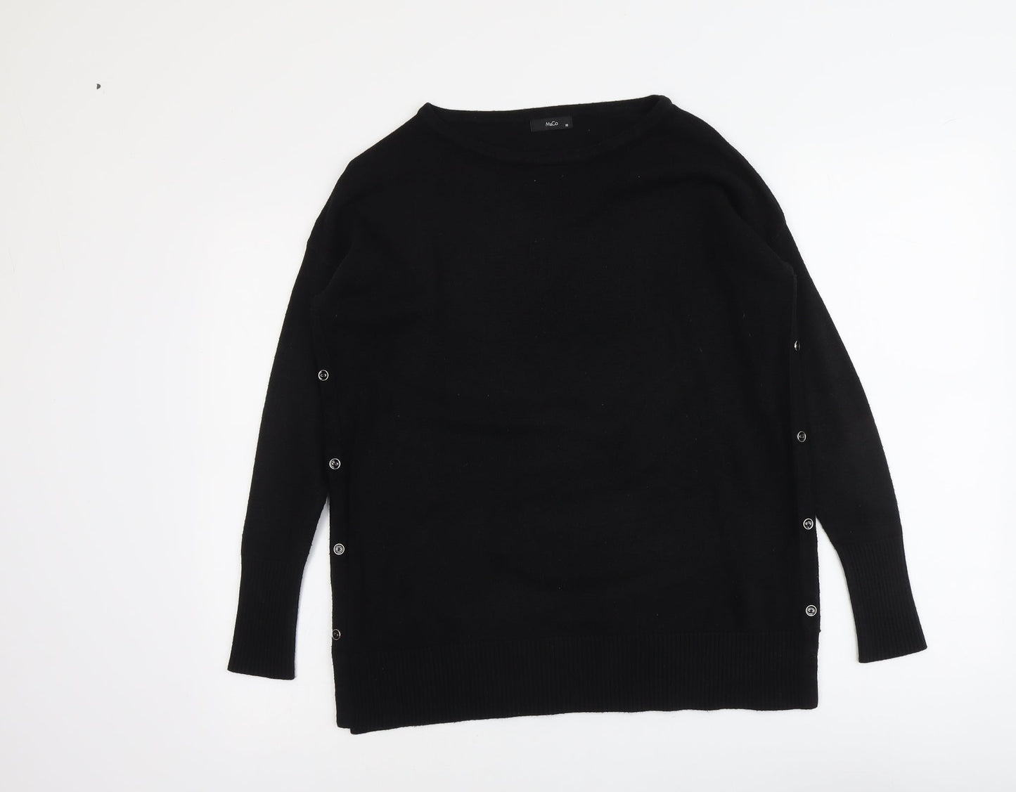 M&Co Womens Black Round Neck Acrylic Pullover Jumper Size 10