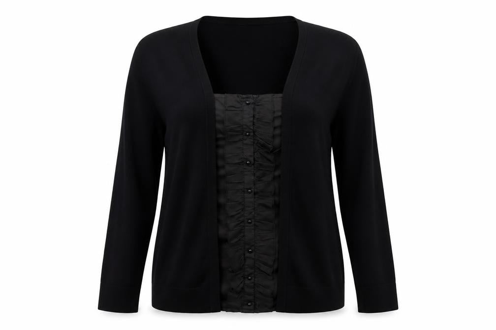 Bonmarché Womens Black Scoop Neck Viscose Cardigan Jumper Size L