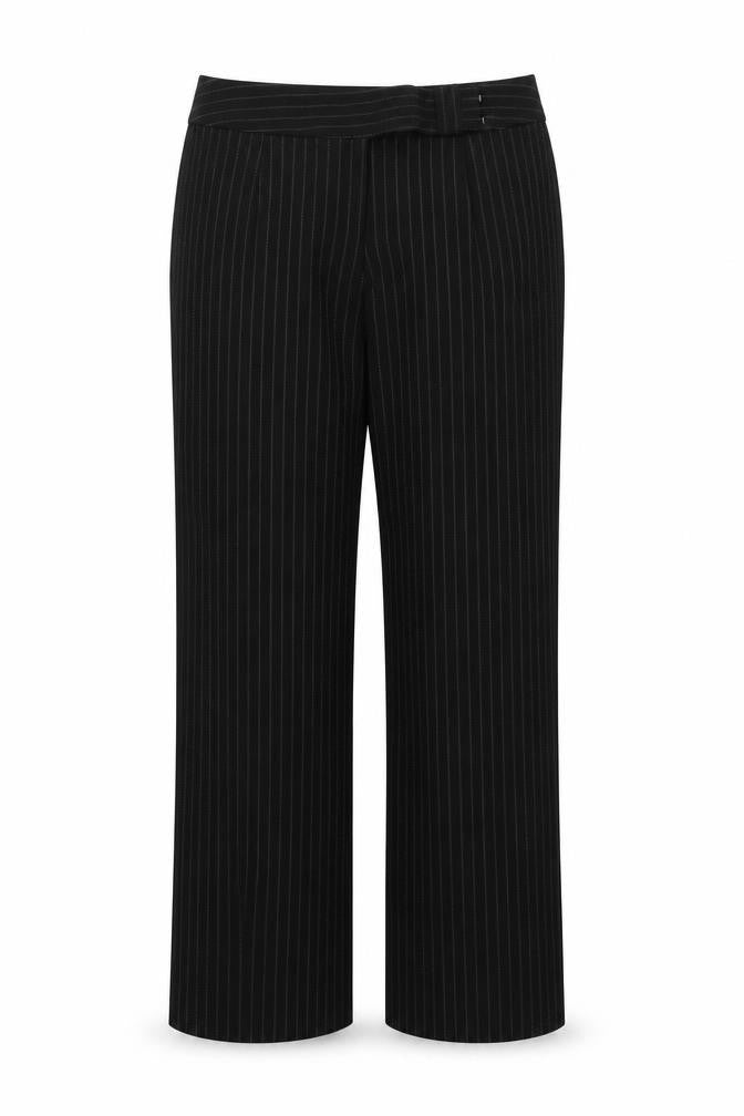 Klass Womens Black Striped Polyester Trousers Size 18 L31 in Regular Button