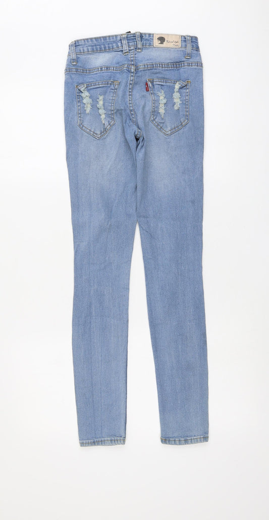 Volume Womens Blue Cotton Skinny Jeans Size M L29 in Regular Button