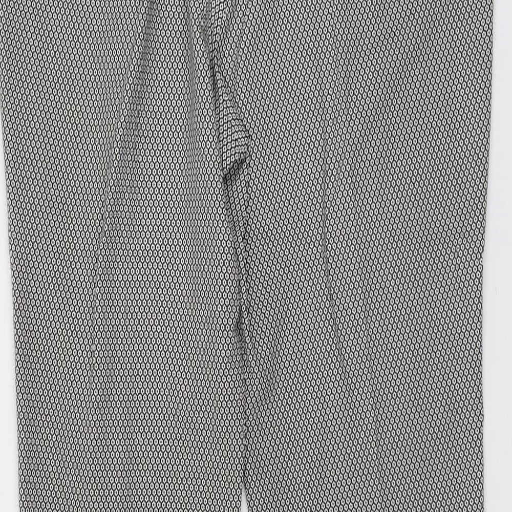 Miss Selfridge Womens Black Geometric Polyester Trousers Size 16 L26 in Regular Button