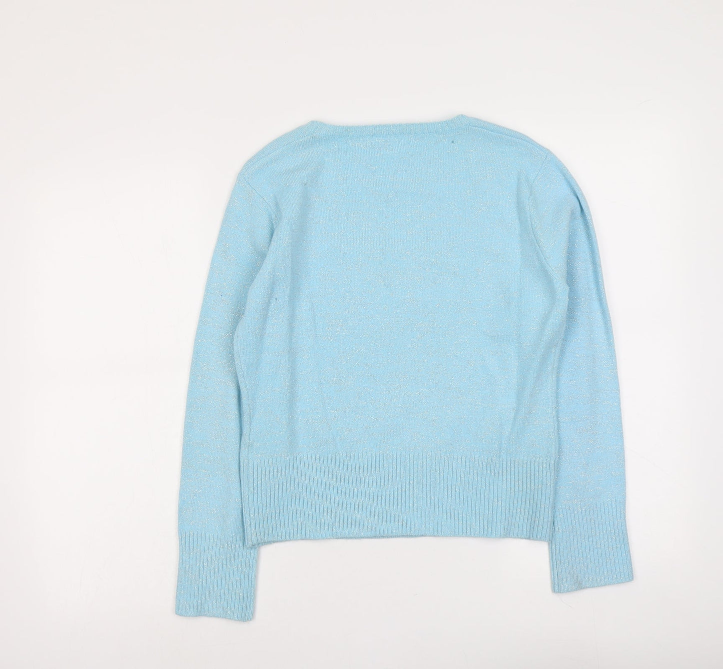 Liquid Womens Blue Square Neck Acrylic Pullover Jumper Size L