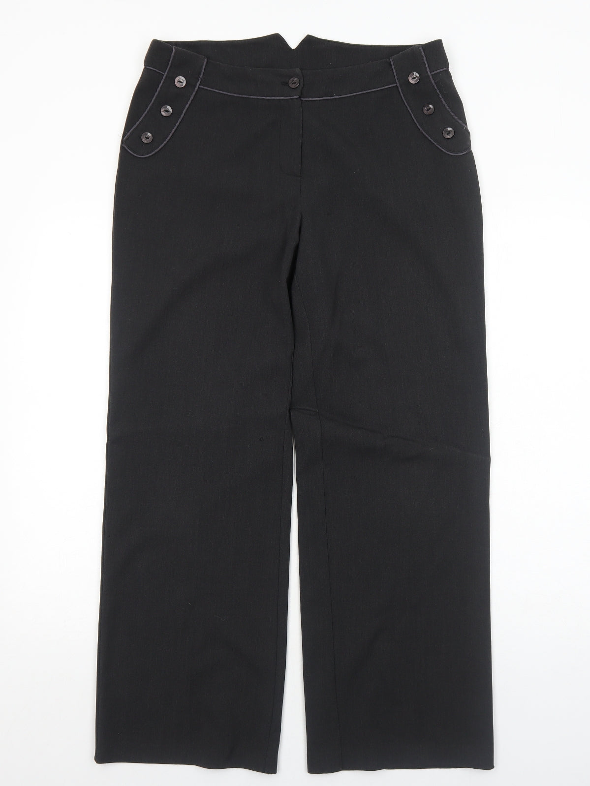 AMARANTO Womens Grey Polyester Trousers Size 12 Regular Zip
