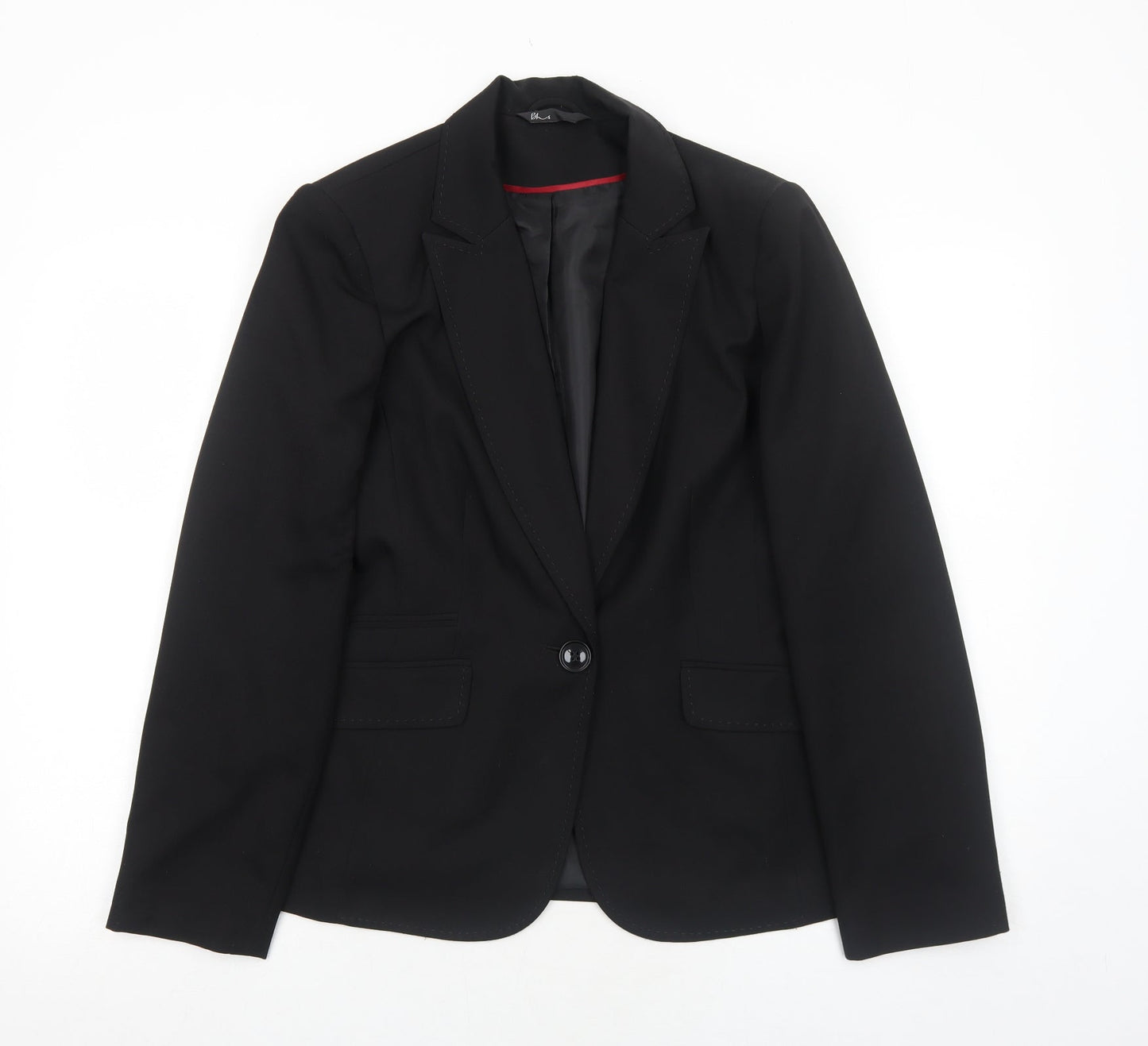 BHS Womens Black Polyester Jacket Suit Jacket Size 12
