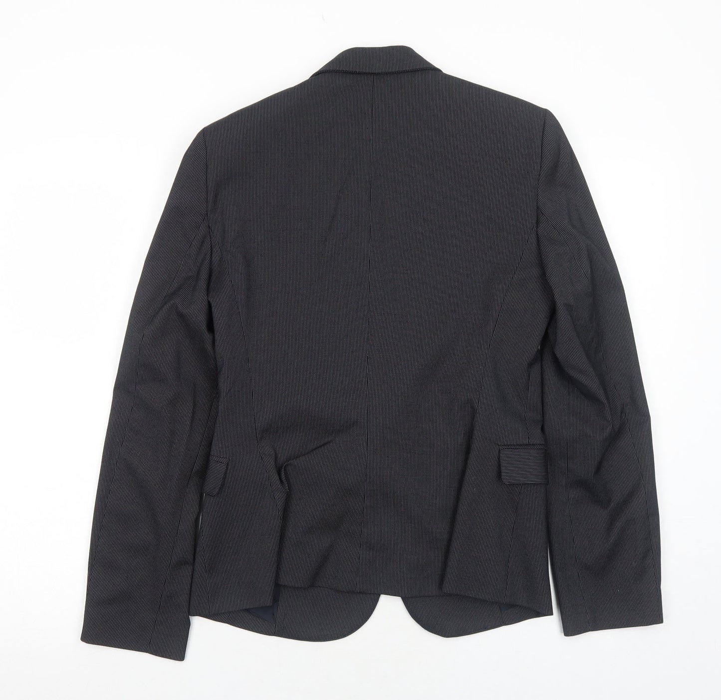 Mango Womens Black Striped Polyester Jacket Suit Jacket Size 12