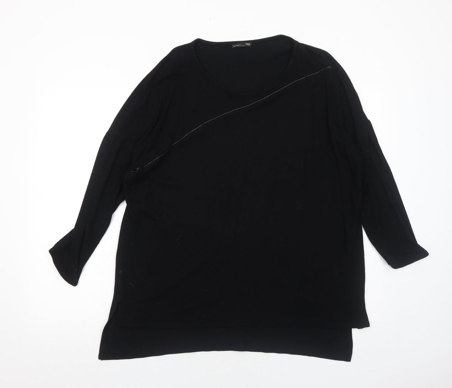 Zara Womens Black Round Neck Polyester Pullover Jumper Size M