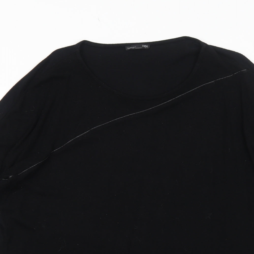 Zara Womens Black Round Neck Polyester Pullover Jumper Size M