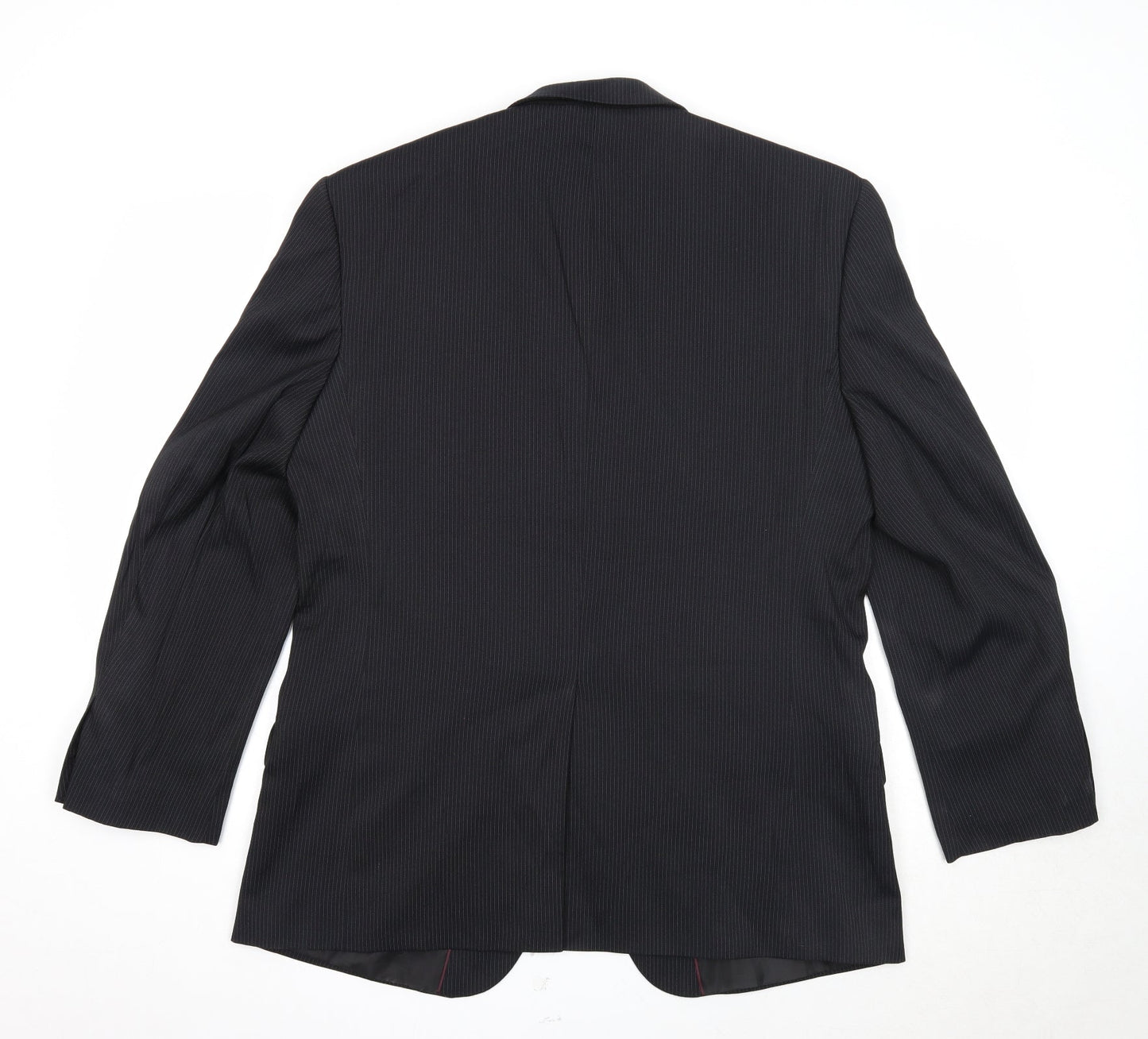 F&F Mens Black Striped Polyester Jacket Suit Jacket Size 44 Regular