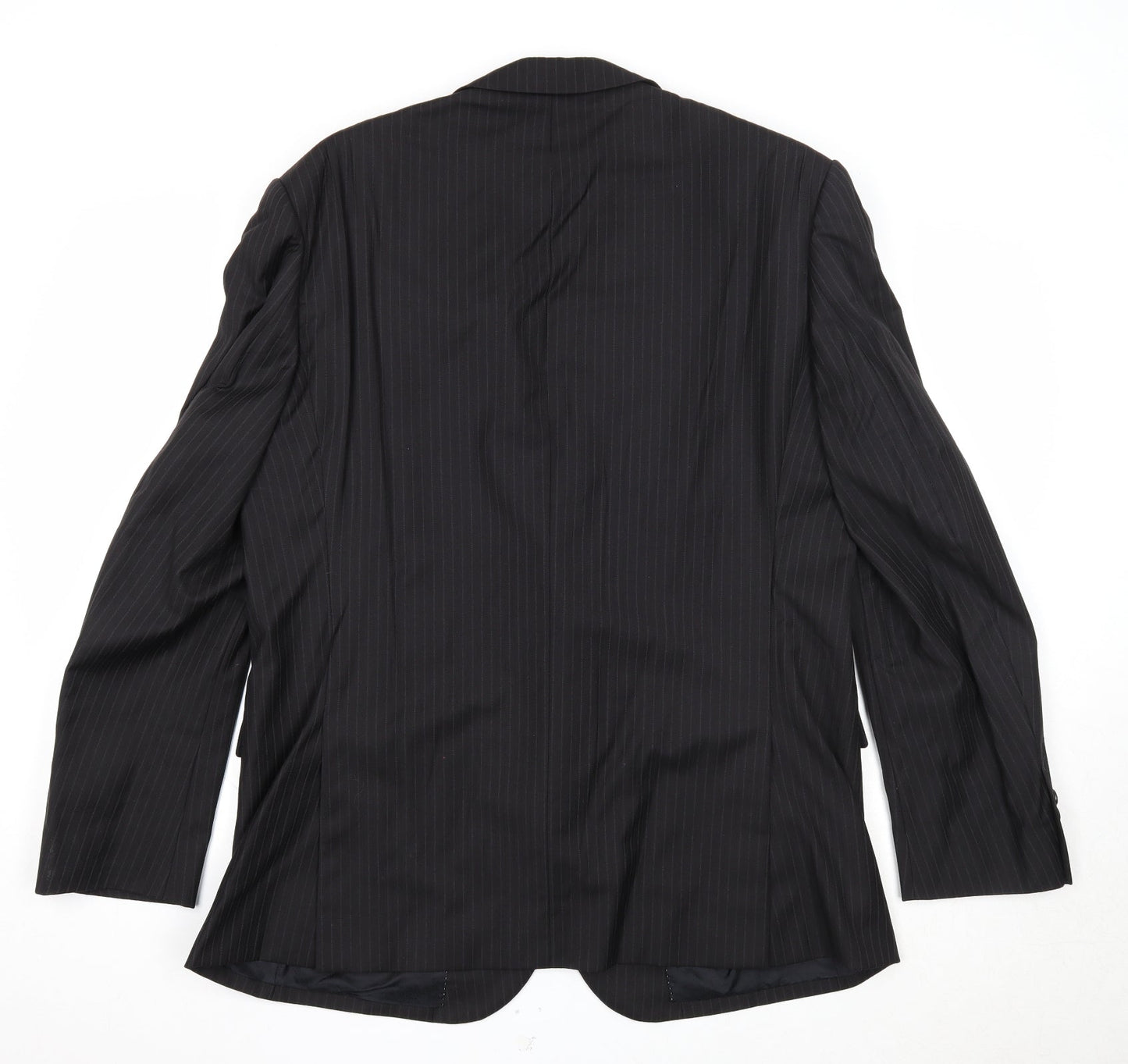 Marks and Spencer Mens Black Striped Wool Jacket Suit Jacket Size 44 Regular