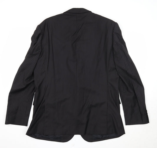 Marks and Spencer Mens Black Striped Wool Jacket Suit Jacket Size 44 Regular