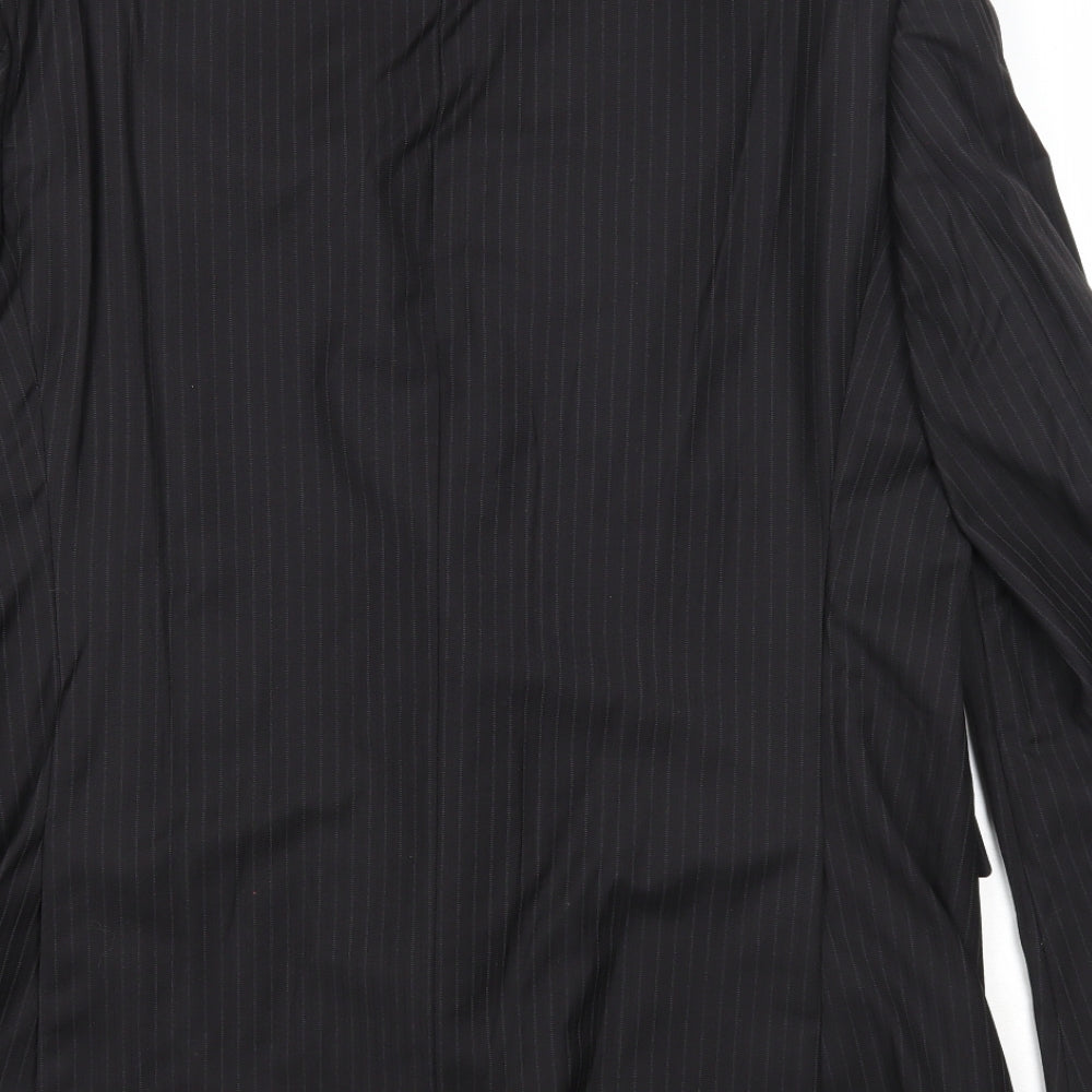 Marks and Spencer Mens Black Striped Wool Jacket Suit Jacket Size 44 Regular