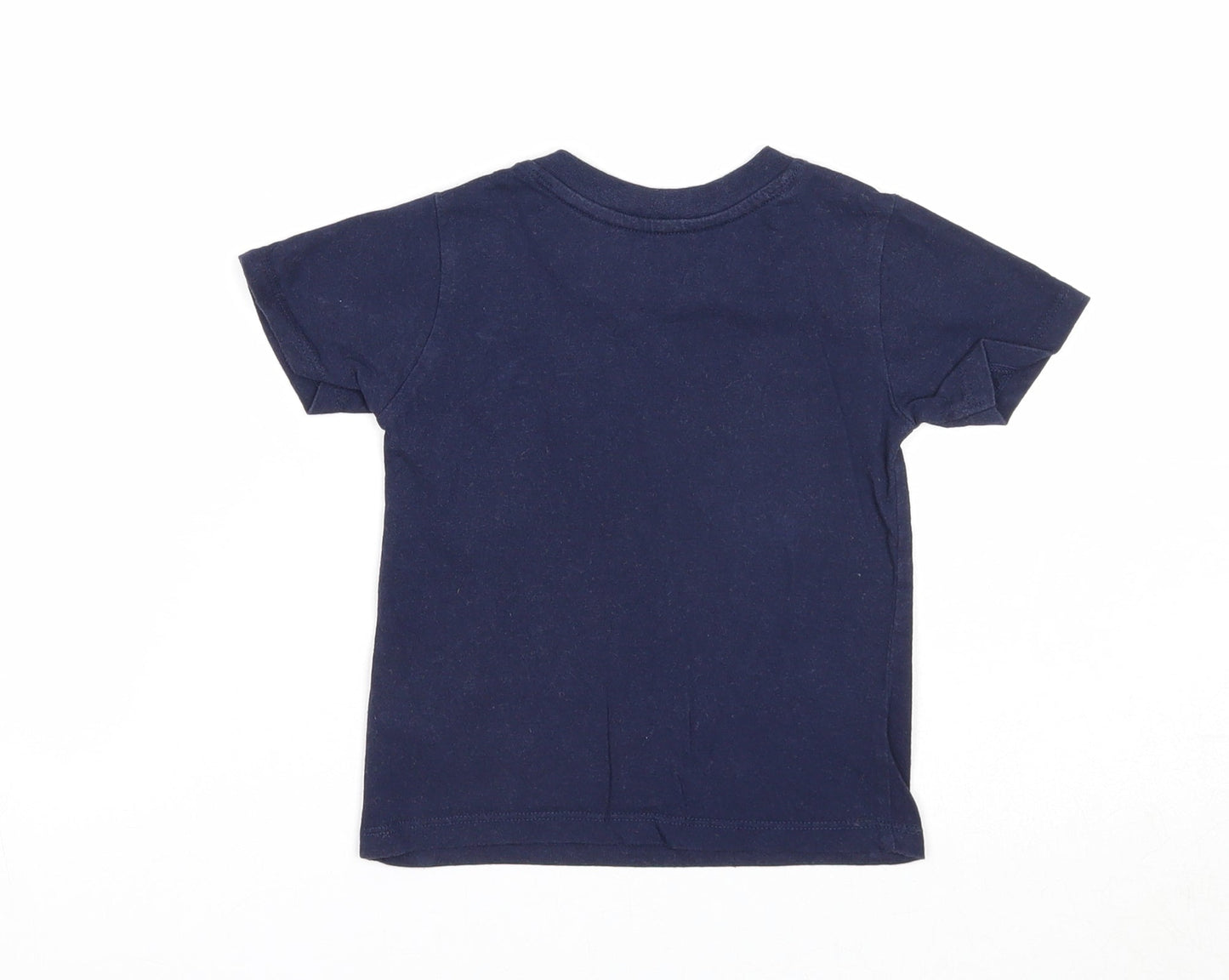 Primark Boys Blue Cotton Basic T-Shirt Size 12-18 Months Round Neck Pullover - Dinosaur