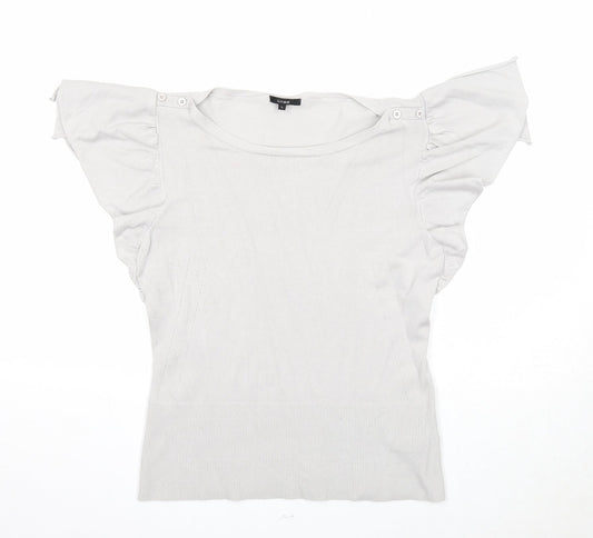 Linea Womens Grey Viscose Basic Blouse Size L Round Neck