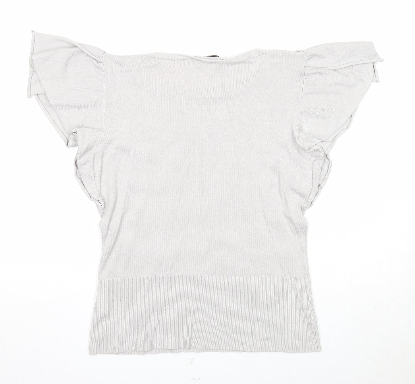 Linea Womens Grey Viscose Basic Blouse Size L Round Neck