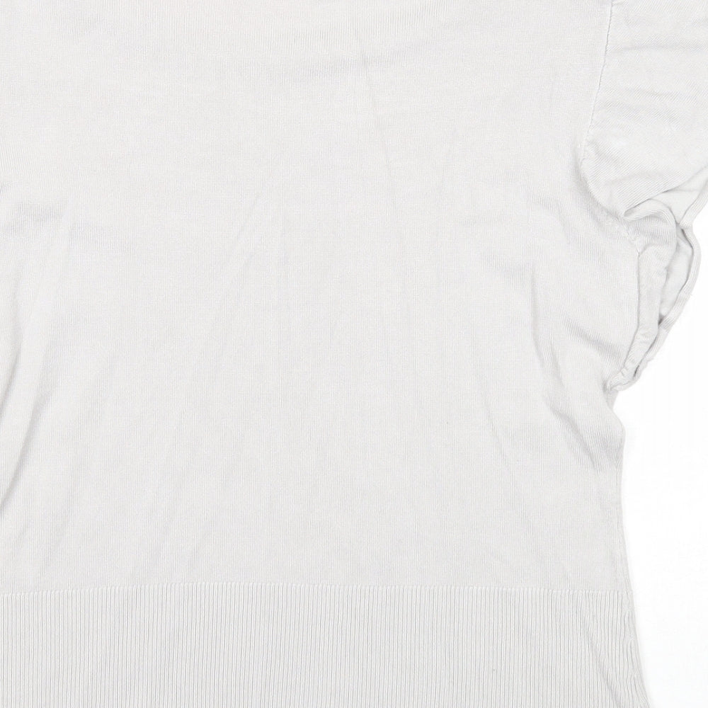Linea Womens Grey Viscose Basic Blouse Size L Round Neck