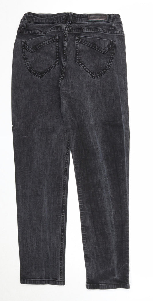 Blue fire Womens Black Cotton Straight Jeans Size 12 Regular Zip