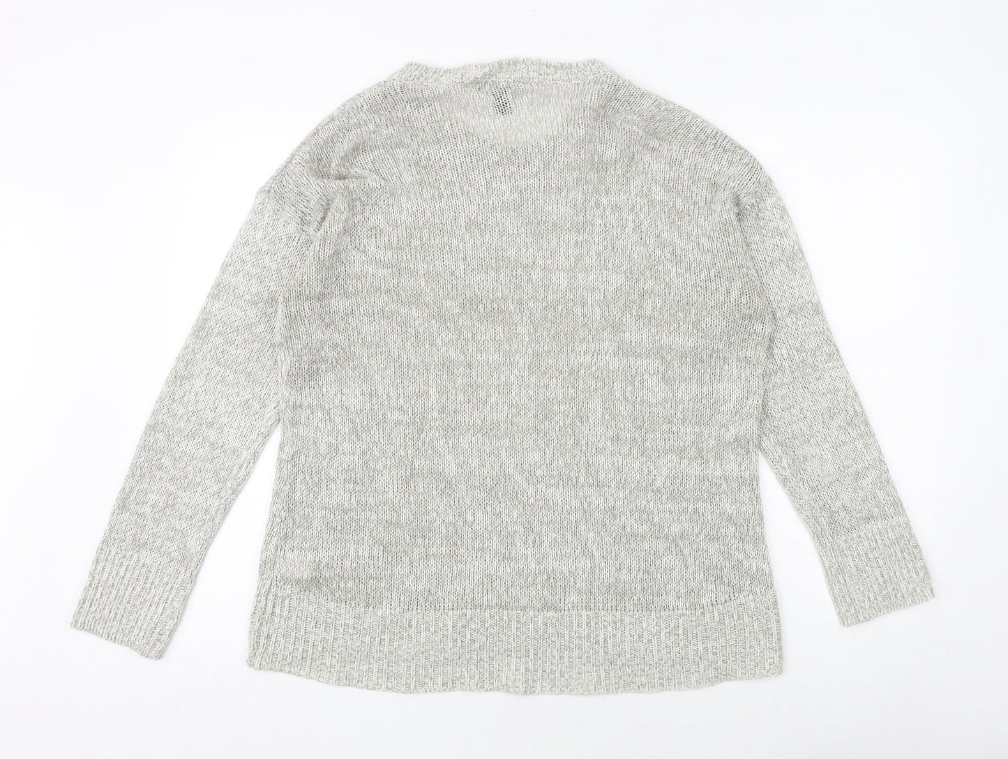 New Look Womens Grey Boat Neck Acrylic Pullover Jumper Size L
