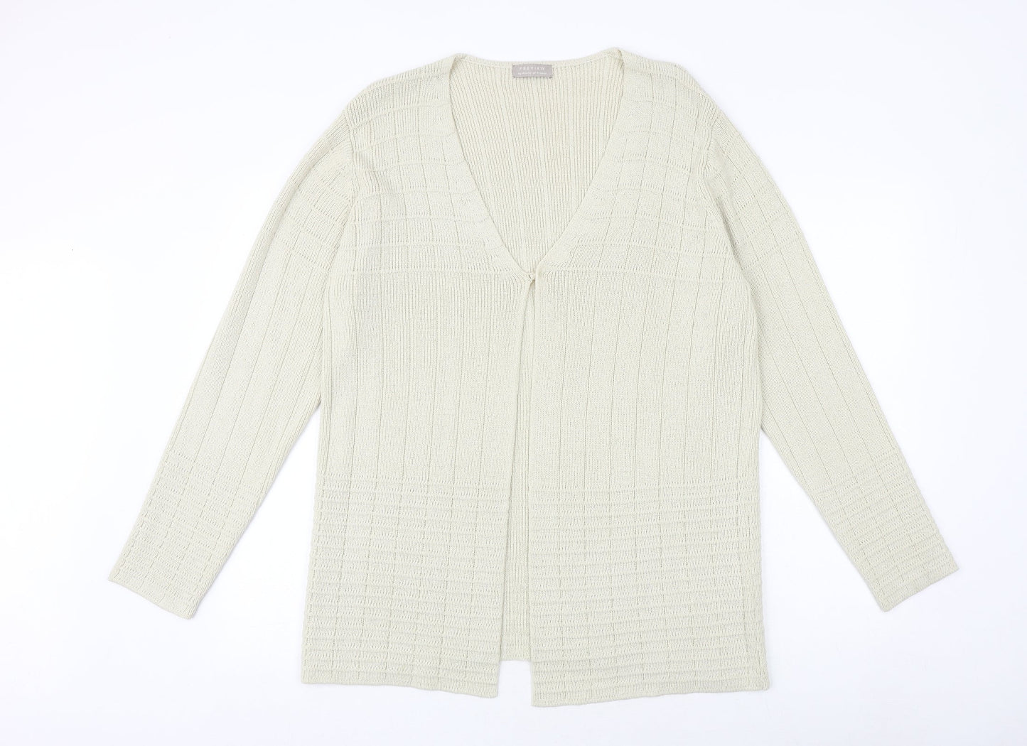 House of Fraser Womens Beige V-Neck Acrylic Cardigan Jumper Size M