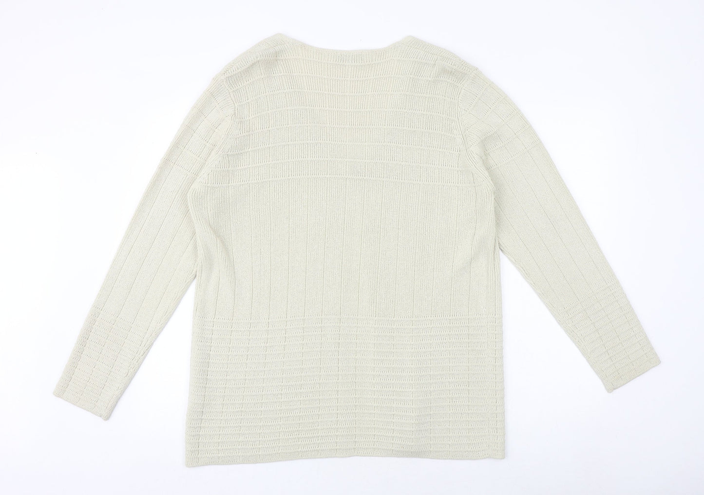 House of Fraser Womens Beige V-Neck Acrylic Cardigan Jumper Size M