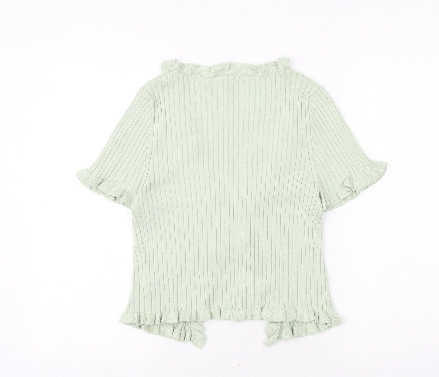 H&M Womens Green V-Neck Acrylic Cardigan Jumper Size M