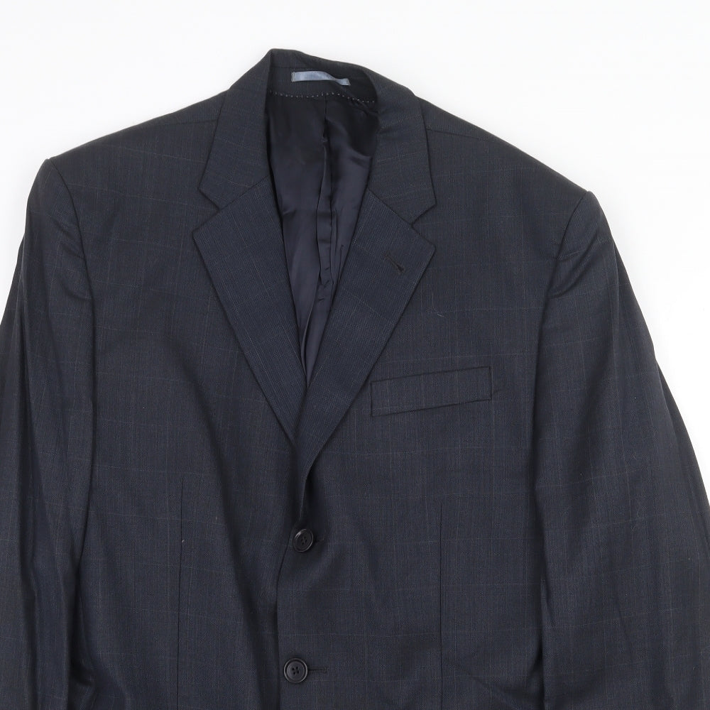 NEXT Mens Blue Check Wool Jacket Suit Jacket Size 40 Regular