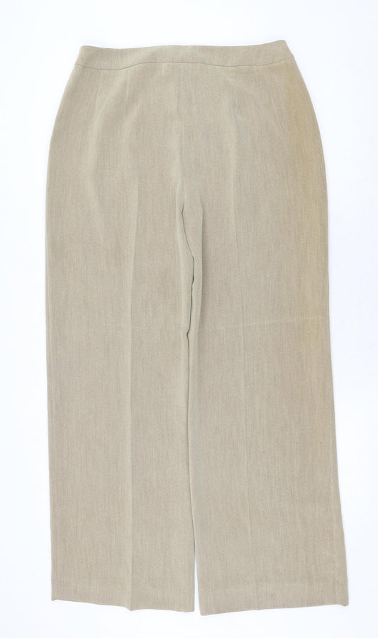 Alex & Co Womens Beige Polyester Trousers Size 14 Regular Zip