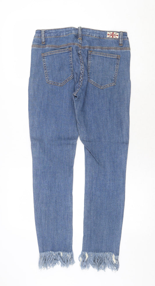 Machine Womens Blue Cotton Straight Jeans Size 30 in Regular Zip