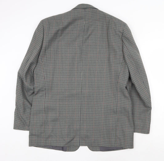 Essentials Mens Grey Geometric Polyester Jacket Blazer Size 44 Regular
