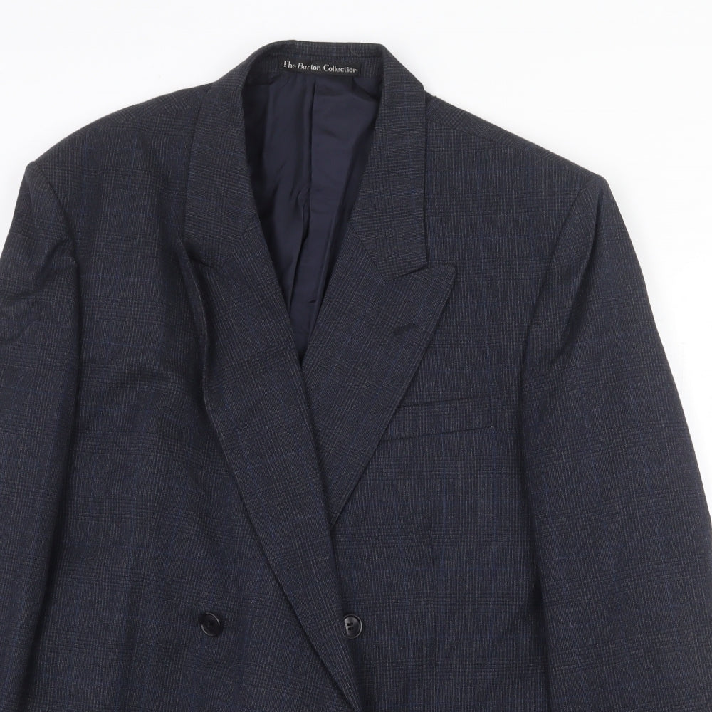 Burton Mens Blue Wool Jacket Suit Jacket Size 40 Regular