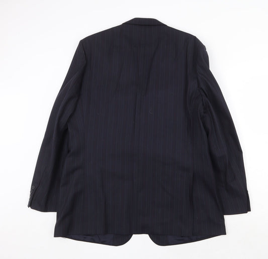 St Michael Mens Blue Striped Wool Jacket Suit Jacket Size 44 Regular