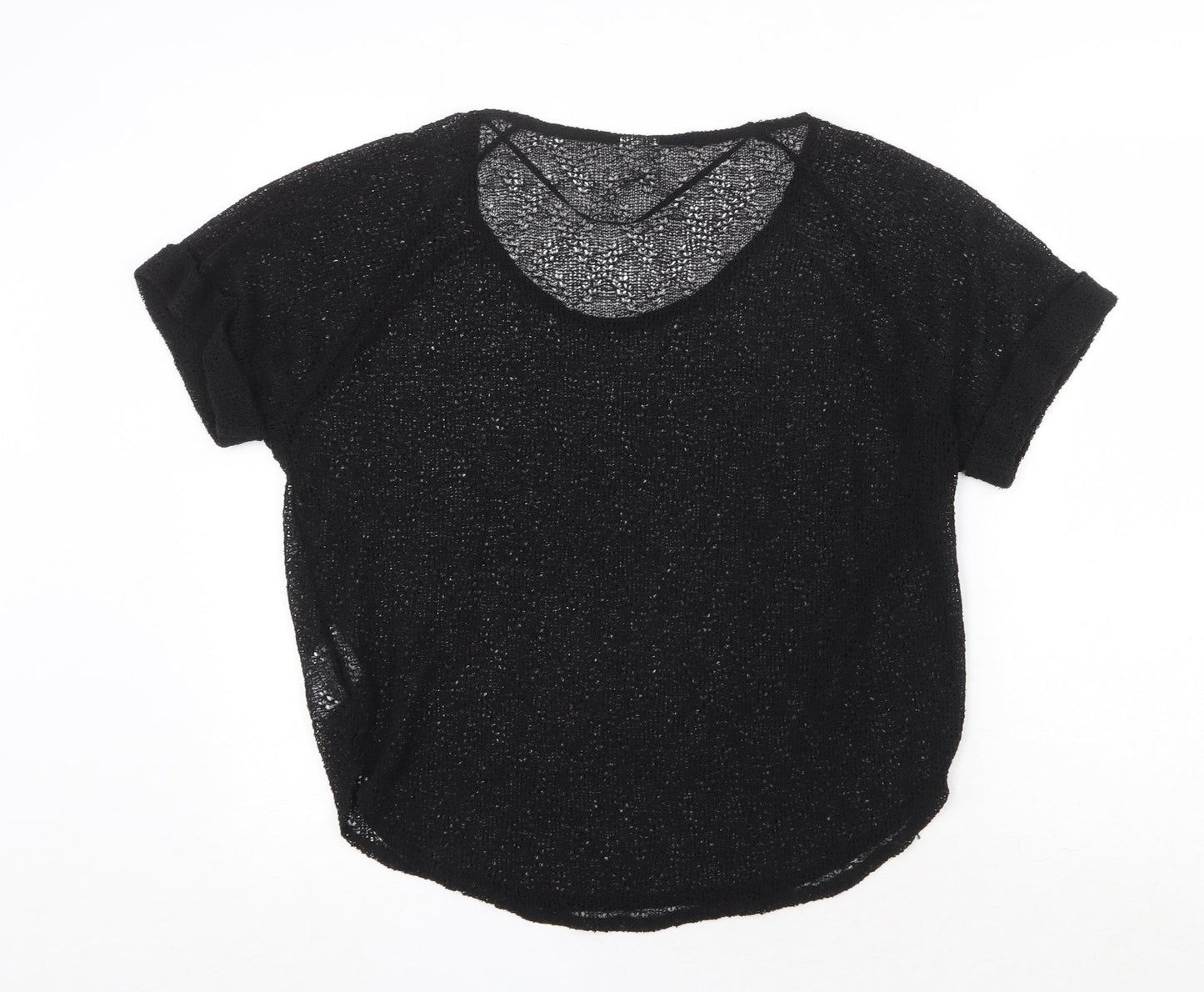 Vera Moda Womens Black Polyester Basic T-Shirt Size S Round Neck - Overlay Top