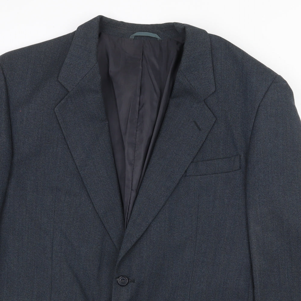 Scott International Mens Blue Wool Jacket Suit Jacket Size 44 Regular