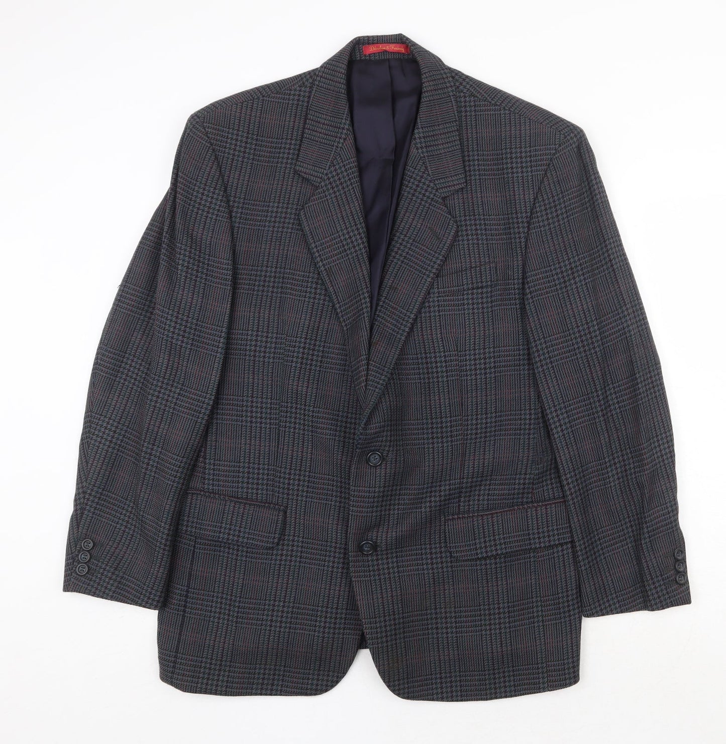 Debenham & Freebody Mens Blue Plaid Wool Jacket Suit Jacket Size 40 Regular