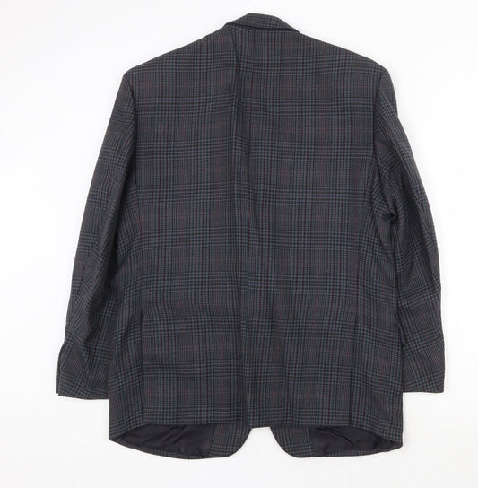 Debenham & Freebody Mens Blue Plaid Wool Jacket Suit Jacket Size 40 Regular