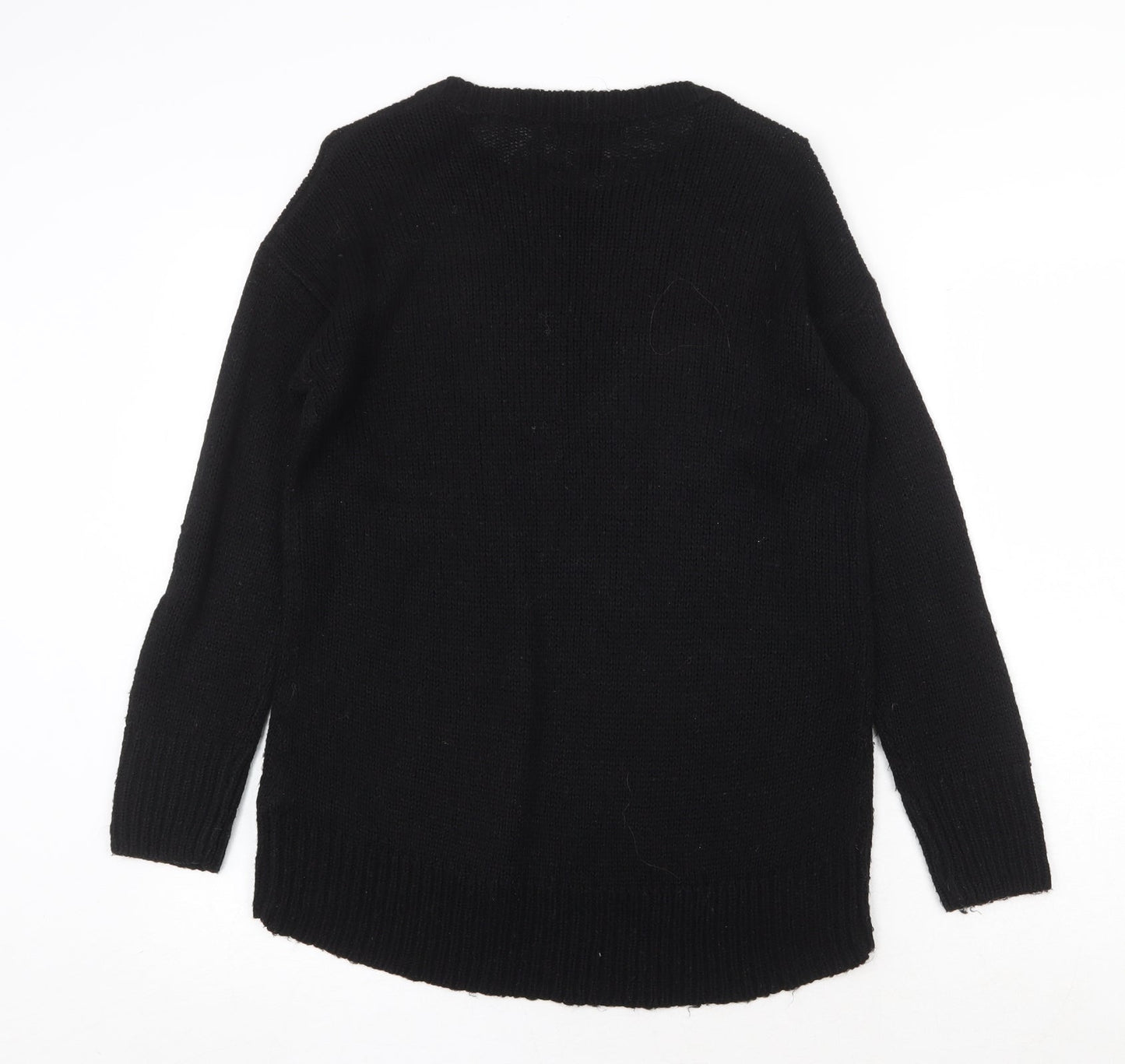 New Look Womens Black Round Neck Acrylic Pullover Jumper Size S