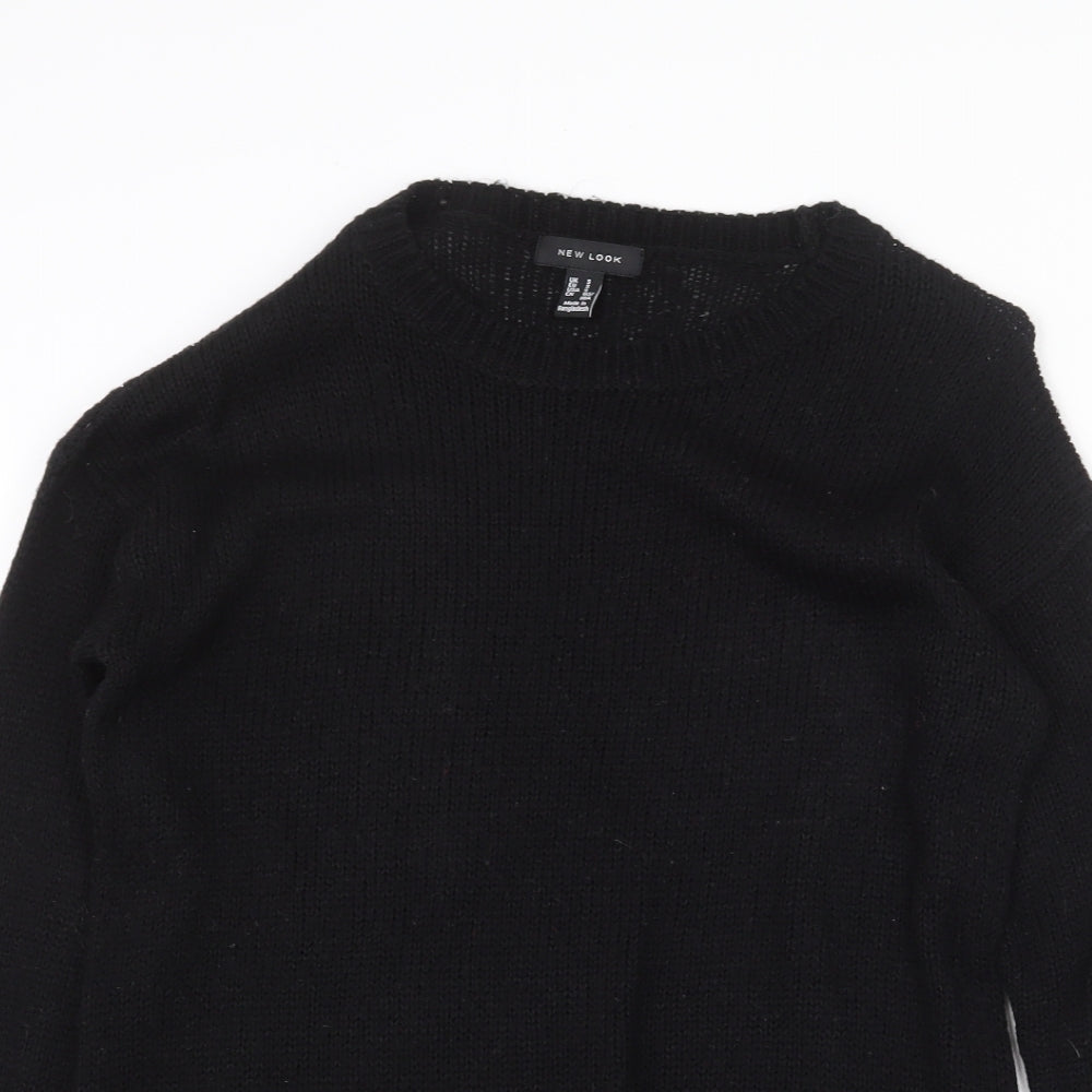 New Look Womens Black Round Neck Acrylic Pullover Jumper Size S