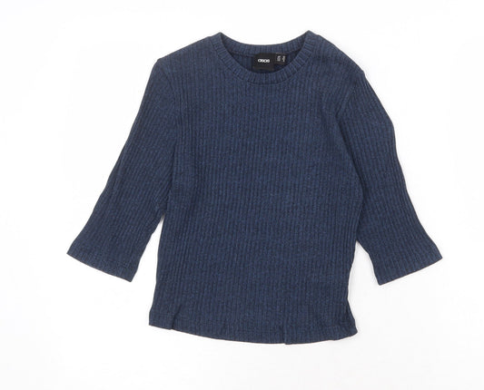 ASOS Womens Blue Round Neck Cotton Pullover Jumper Size 10 Pullover - Ribbed
