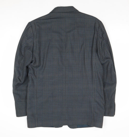 Berkertex Mens Blue Geometric Polyester Jacket Suit Jacket Size 40 Regular
