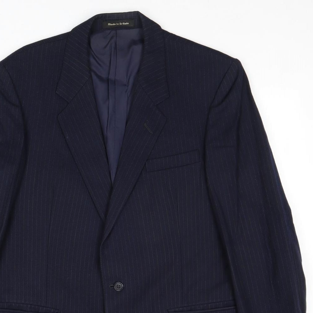Dunn & Co Mens Blue Striped Wool Jacket Suit Jacket Size 40 Regular