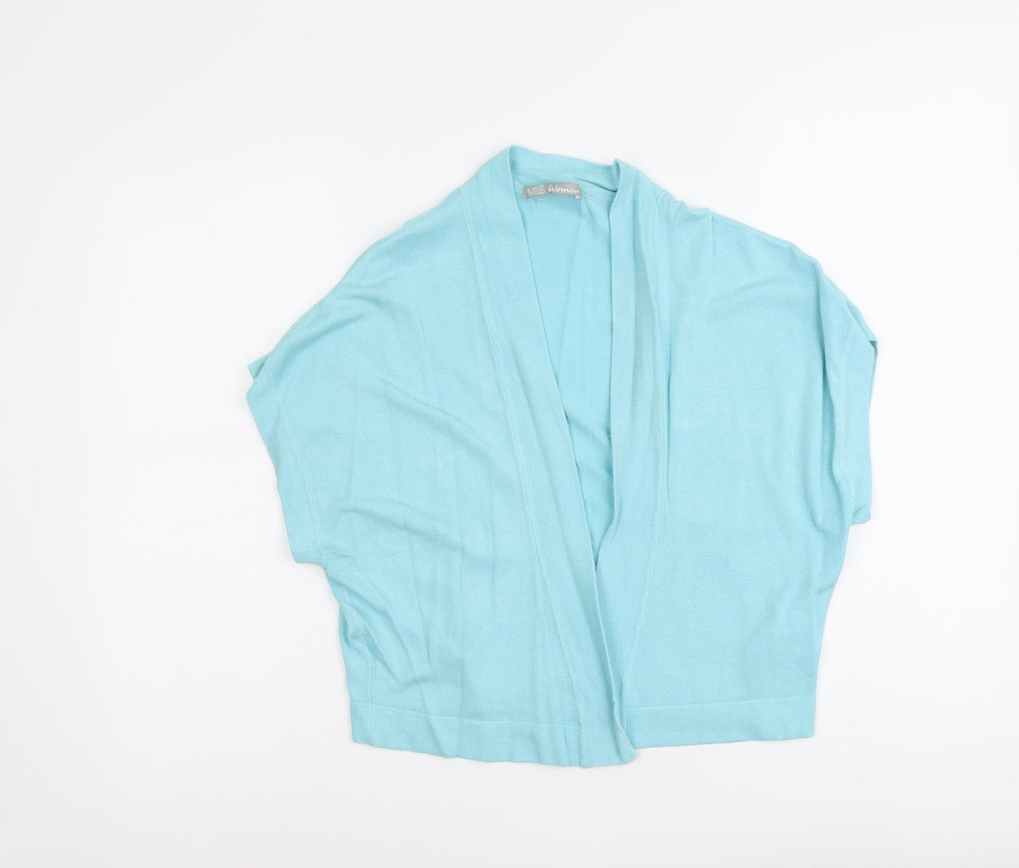 Marks and Spencer Womens Blue V-Neck Viscose Cardigan Jumper Size 14