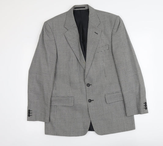 SCOTT Mens Black Geometric Polyester Jacket Blazer Size M Regular