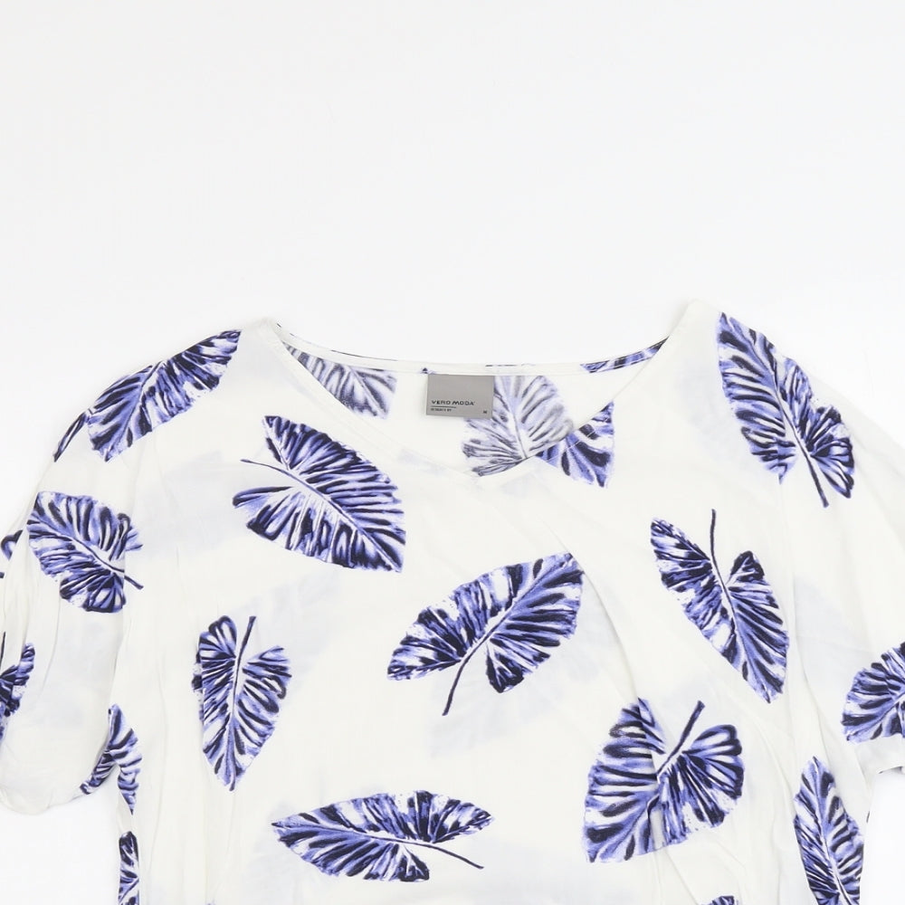 Womens UK Size M VERO MODA White Viscose Blouse