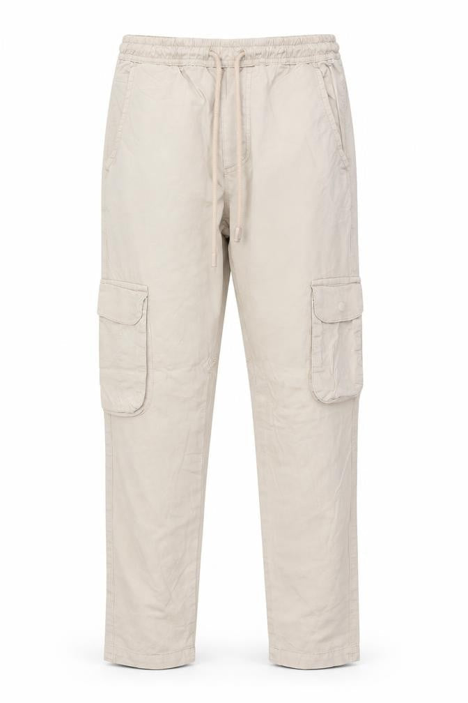Brave Soul Womens Beige Cotton Cargo Trousers Size 24 in L29 in Regular Drawstring - Elastic Waist