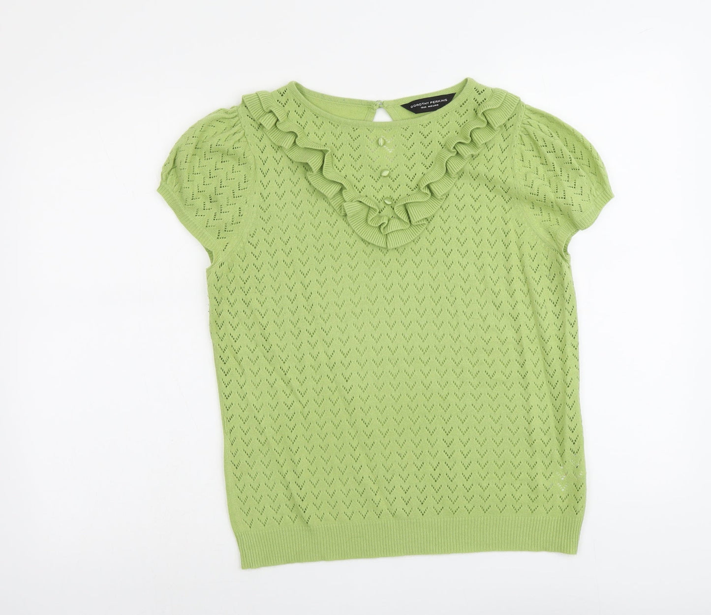 Dorothy Perkins Womens Green Round Neck Geometric Acrylic Pullover Jumper Size 16