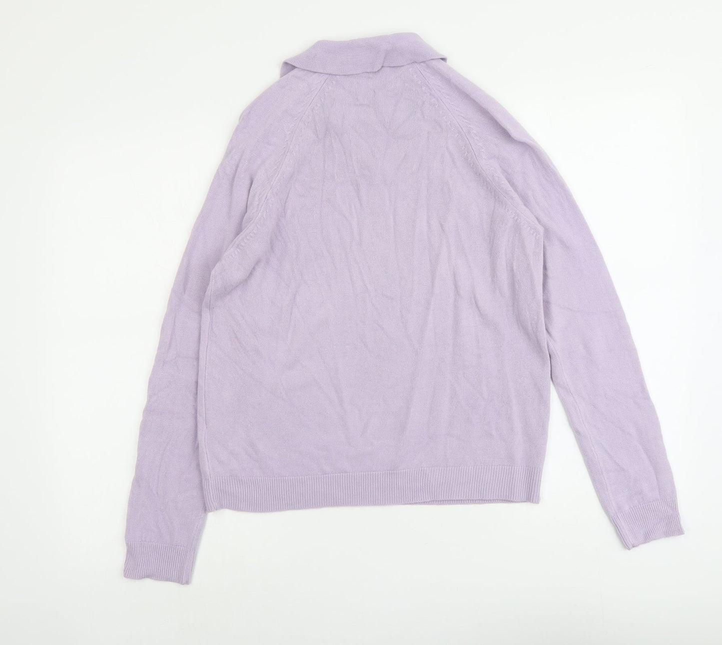 Tigi Womens Purple Collared Acrylic Pullover Jumper Size 14